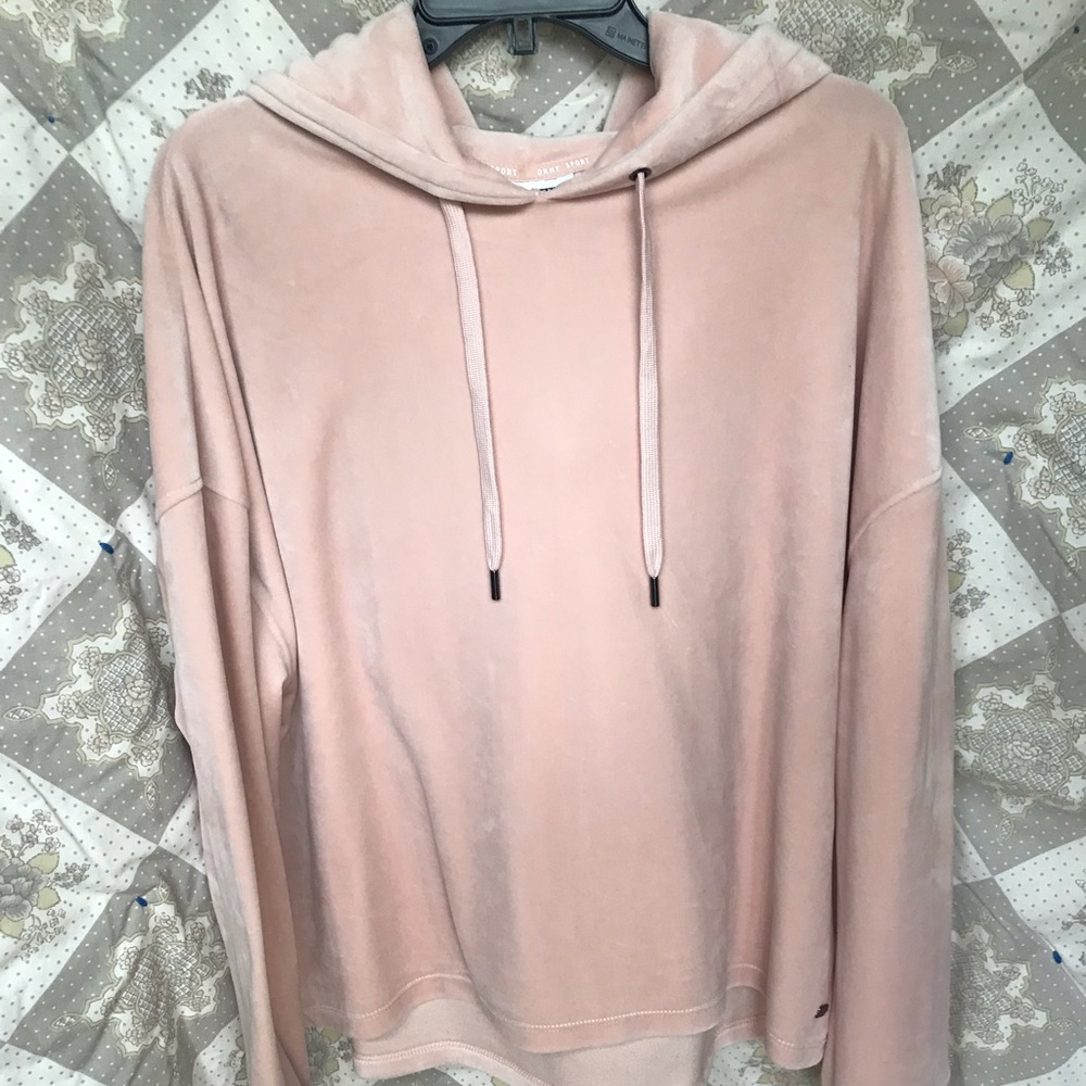 Dkny Sport cropped velour hooded sweater